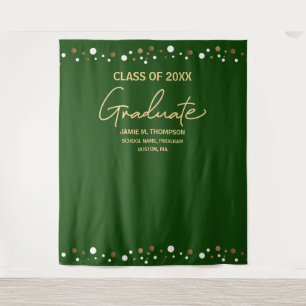 Green Gold Class of 2023 backdrop graduation Tapestry
