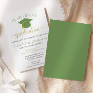 Green & Gold Class Of Graduation Party Invitation