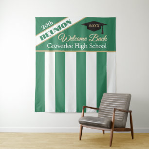 Green & Gold Class Reunion Photo Backdrop Tapestry