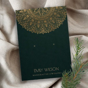 GREEN GOLD CLASSIC ORNATE MANDALA EARRING DISPLAY BUSINESS CARD