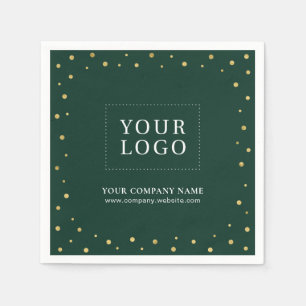 Green & Gold Confetti Business Promotional Logo Napkin