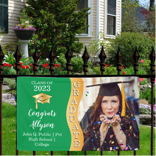 Green   Gold Congrats Graduate Wave Photo Banner