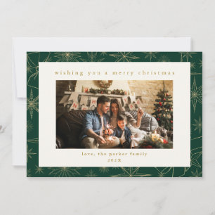 Green & Gold Custom Photo Christmas Holiday Card