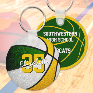 green gold custom player name basketball key ring