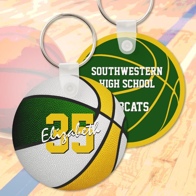 green gold custom player name basketball key ring (Creator Uploaded)