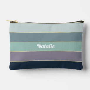 green gold Custom Summer Colour Block Stripes Accessory Pouch