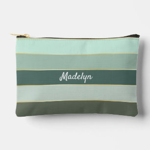 green gold Custom Summer Colour Block Stripes Accessory Pouch