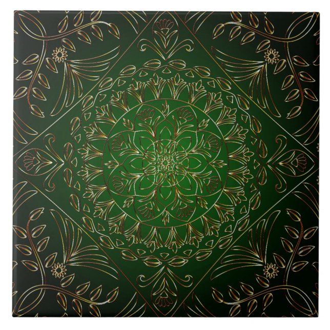 Green Gold Decorative Ceramic Tile (Front)