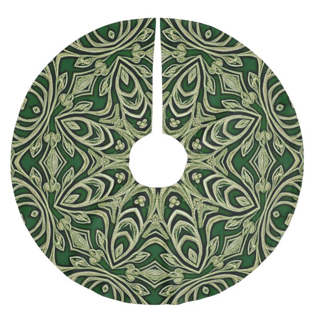 Green Gold Decorative Holiday Tree Skirt (Front)