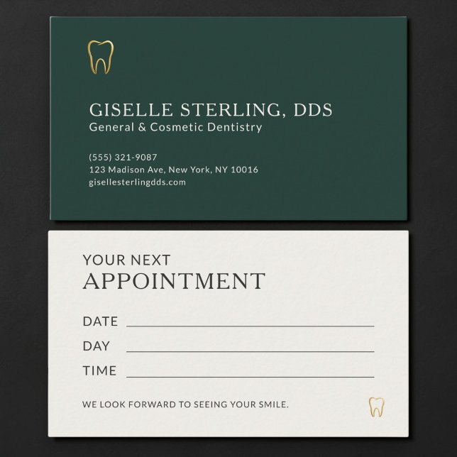 Green & Gold Dentist Office Appointment Card (Creator Uploaded)