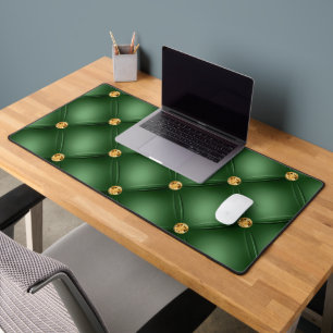 Green Gold Diamond Tufted Desk Mat