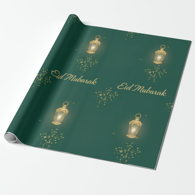 Green/Gold Eid Wrapping Paper (Unrolled)