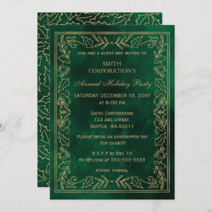 Green Gold Elegant Corporate Holiday Party Invitation