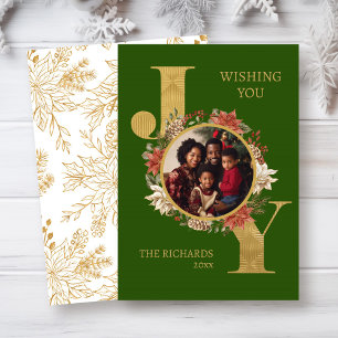Green Gold Elegant Photo Christmas Holiday Card