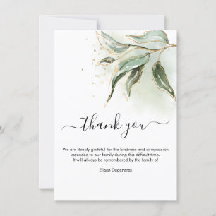 Green Gold Eucalyptus Bereavement Thank You Invitation