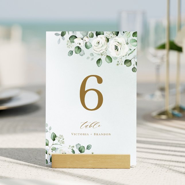 Green gold eucalyptus greenery floral wedding table number (Green gold eucalyptus greenery floral wedding table number)