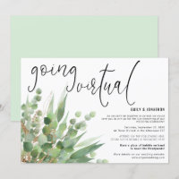 Green Gold Eucalyptus Script Going Virtual Wedding