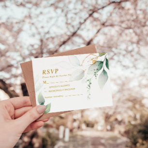 Green & Gold Eucalyptus VAR 1 Wedding RSVP Card