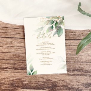 Green & Gold Eucalyptus Wedding Details Enclosure Card