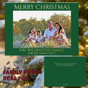 Green Gold Family Photo Merry Christmas 