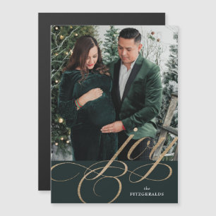Green & Gold Festive Flourish Joy Holiday Card