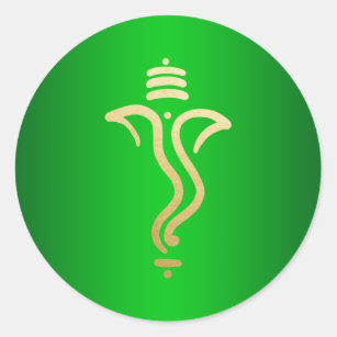 Green Gold Festive Ganesh/ Indian God Classic Round Sticker
