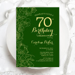 Green Gold Floral 70th Birthday Party Invitation<br><div class="desc">Green Gold Floral 70th Birthday Party Invitation. Minimalist modern design featuring botanical outline drawings accents,  faux gold foil and typography script font. Simple trendy invite card perfect for a stylish female bday celebration. Can be customised to any age. Printed Zazzle invitations or instant download digital printable template.</div>