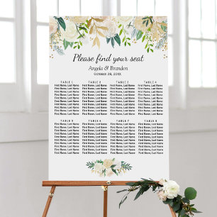 Green Gold Floral 8 Tables Wedding Seating Chart