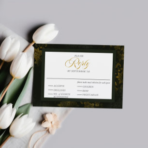Green & Gold Floral Elegant Calligraphy Wedding Enclosure Card
