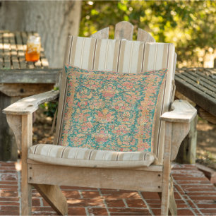 Green gold floral Persian Turkish kilim patio Cushion
