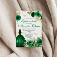 Green Gold Floral Quinceanera