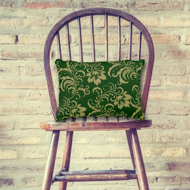 Green Gold Floral Swirl Decorative Cushion (Creator Uploaded)
