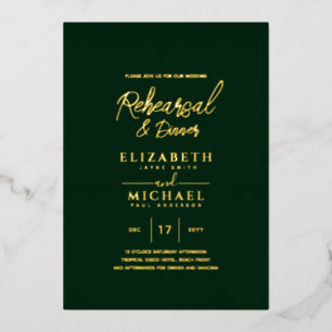 Green Gold Foil Wedding Rehearsal and Dinner