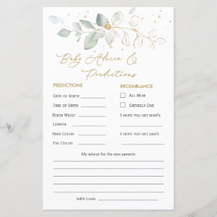 Green & Gold Foliage Baby Prediction & Advice card