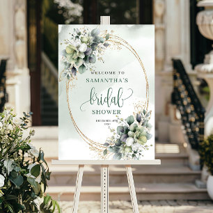 Green Gold Foliage Bridal Shower Welcome Sign