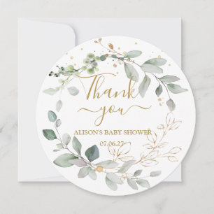 Green Gold Foliage Confetti Baby Shower Thank You Card