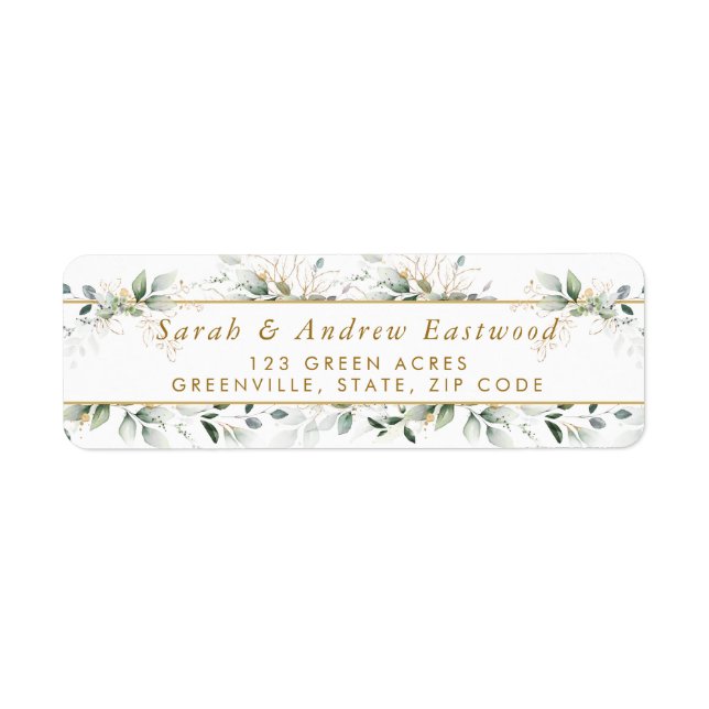 Green Gold Foliage Return Address Label (Front)