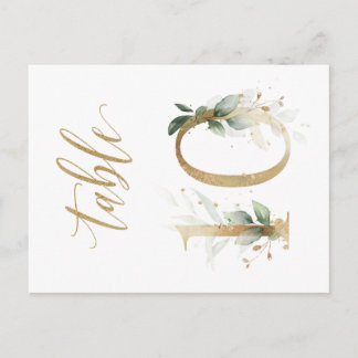 Green & gold foliage, Table 10, Table Number Postcard