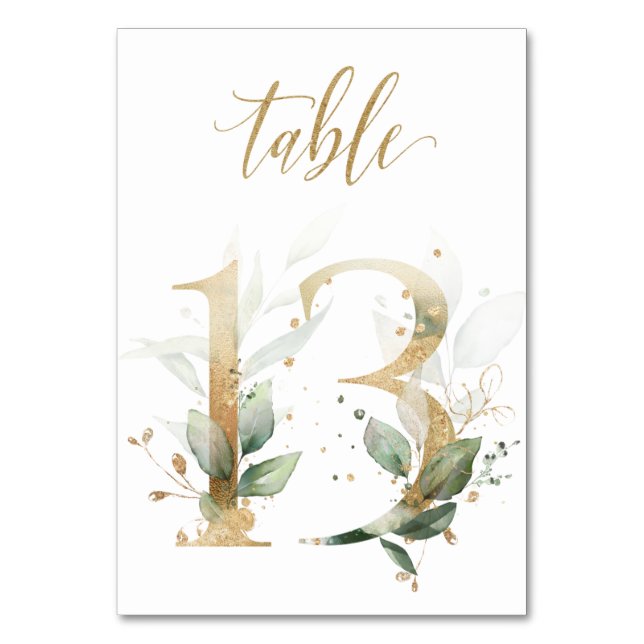 Green & gold foliage, Table 13, Table Number (Front)