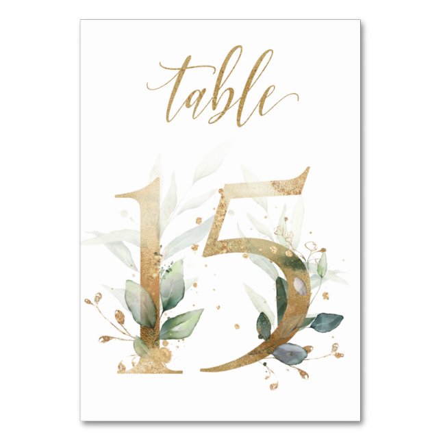 Green & gold foliage, Table 15, Table Number (Front)