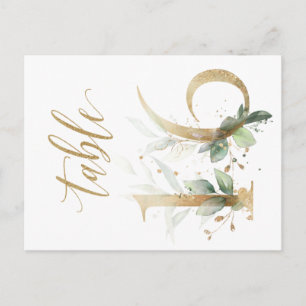 Green & gold foliage, Table 16, Table Number Postcard