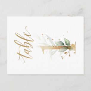 Green & gold foliage, Table 1, Table Number Postcard