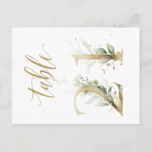 Green & gold foliage, Table 21, Table Number Postcard