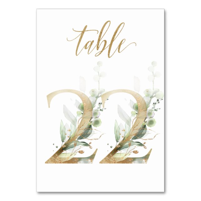 Green & gold foliage, Table 22, Table Number (Back)