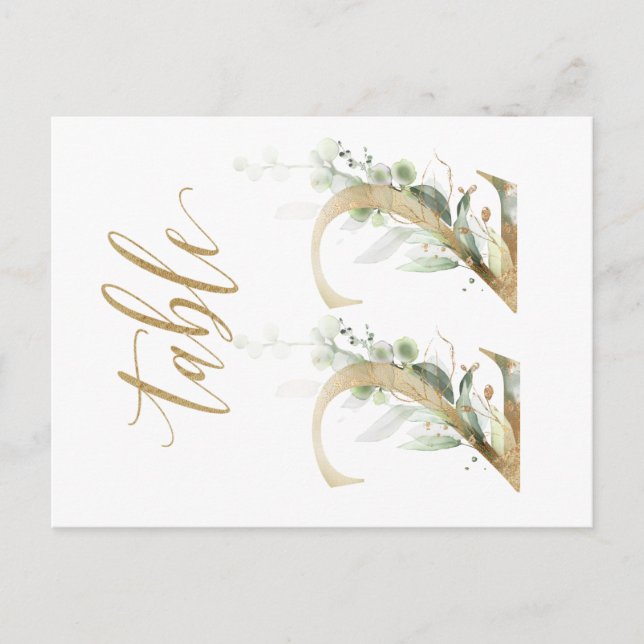 Green & gold foliage, Table 22, Table Number Postcard (Front)