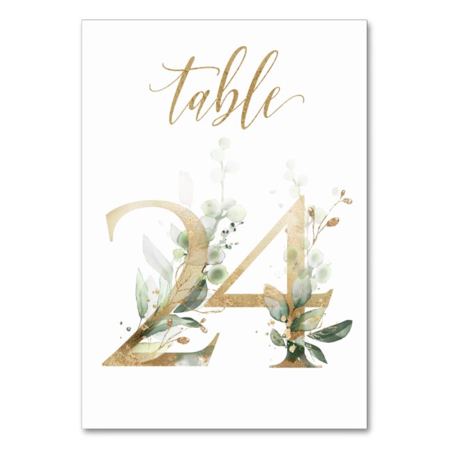 Green & gold foliage, Table 24, Table Number (Back)