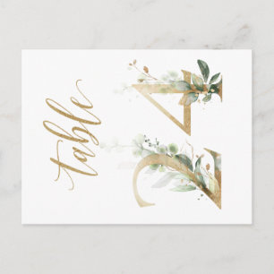 Green & gold foliage, Table 24, Table Number Postcard