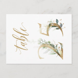 Green & gold foliage, Table 25, Table Number Postcard