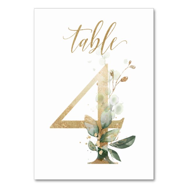 Green & gold foliage, Table 4, Table Number (Front)
