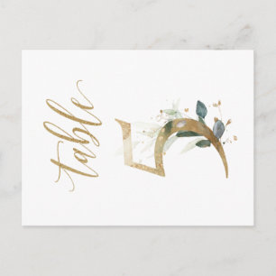 Green & gold foliage, Table 5, Table Number Postcard